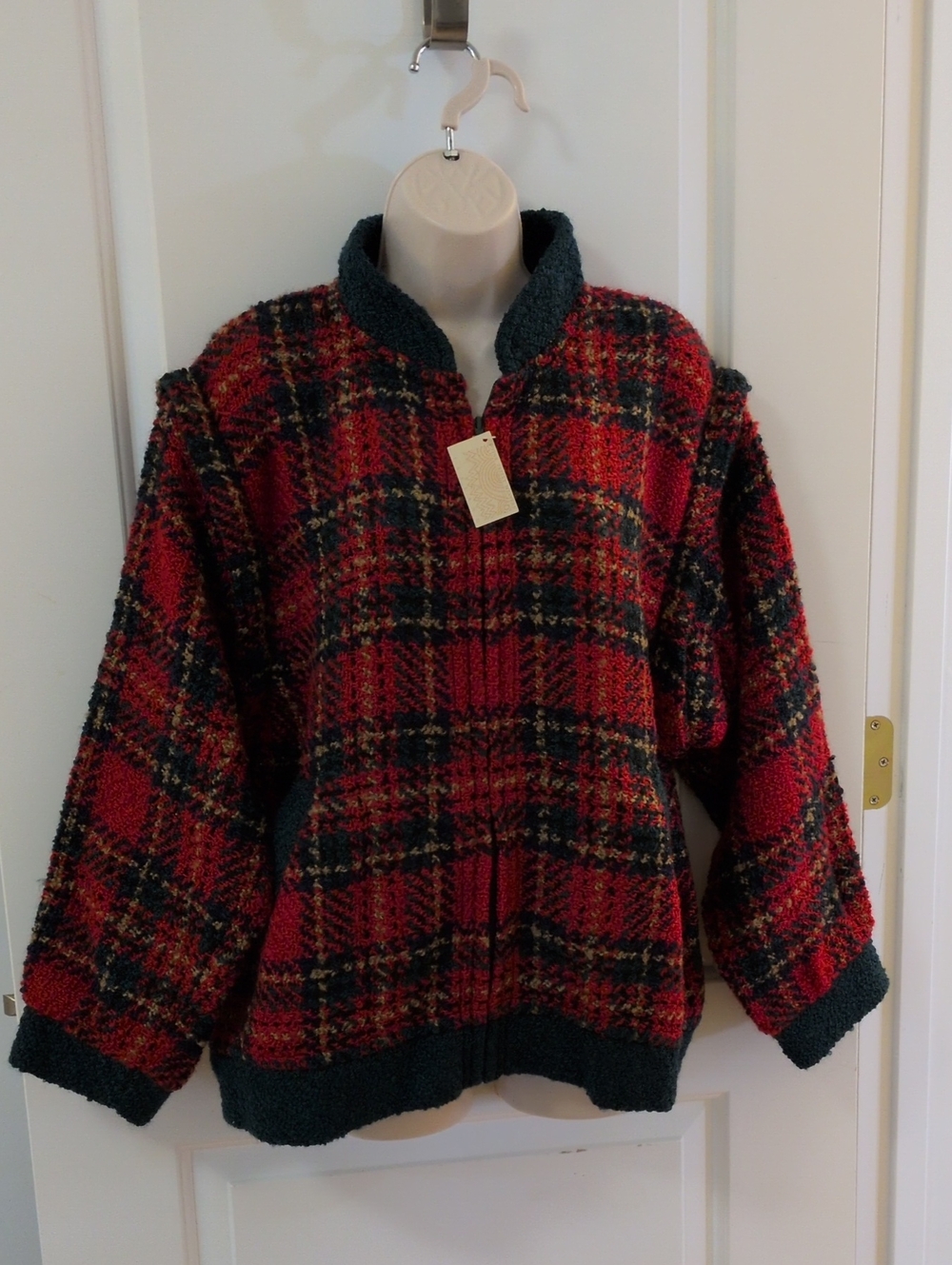 Boyne Valley Weavers Red Plaid Boucle Jacket/Vest